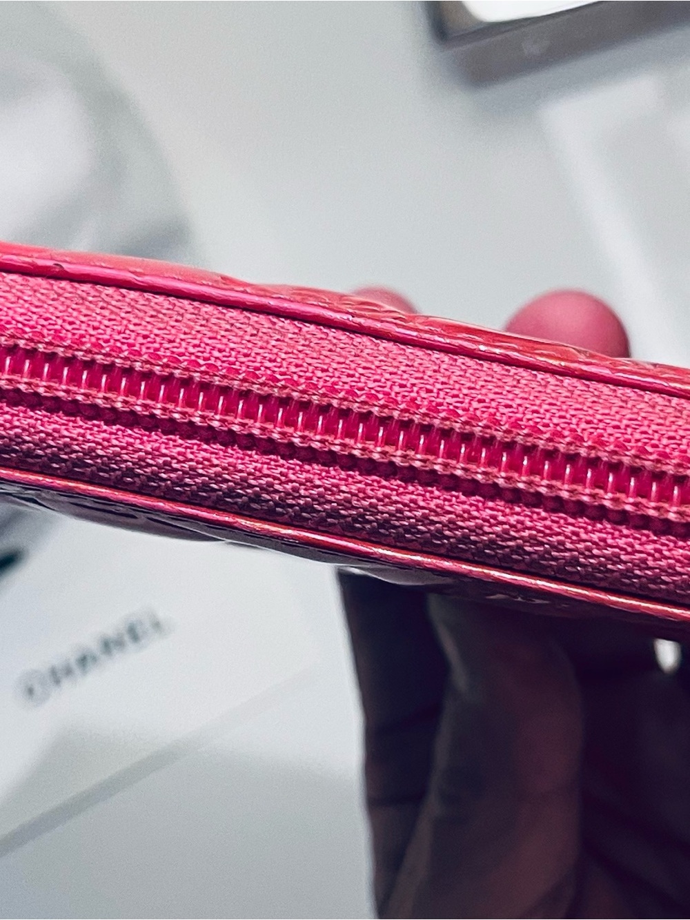 Chanel Pink Quilted Patent Leather Zip Wallet - Picture 9 of 13